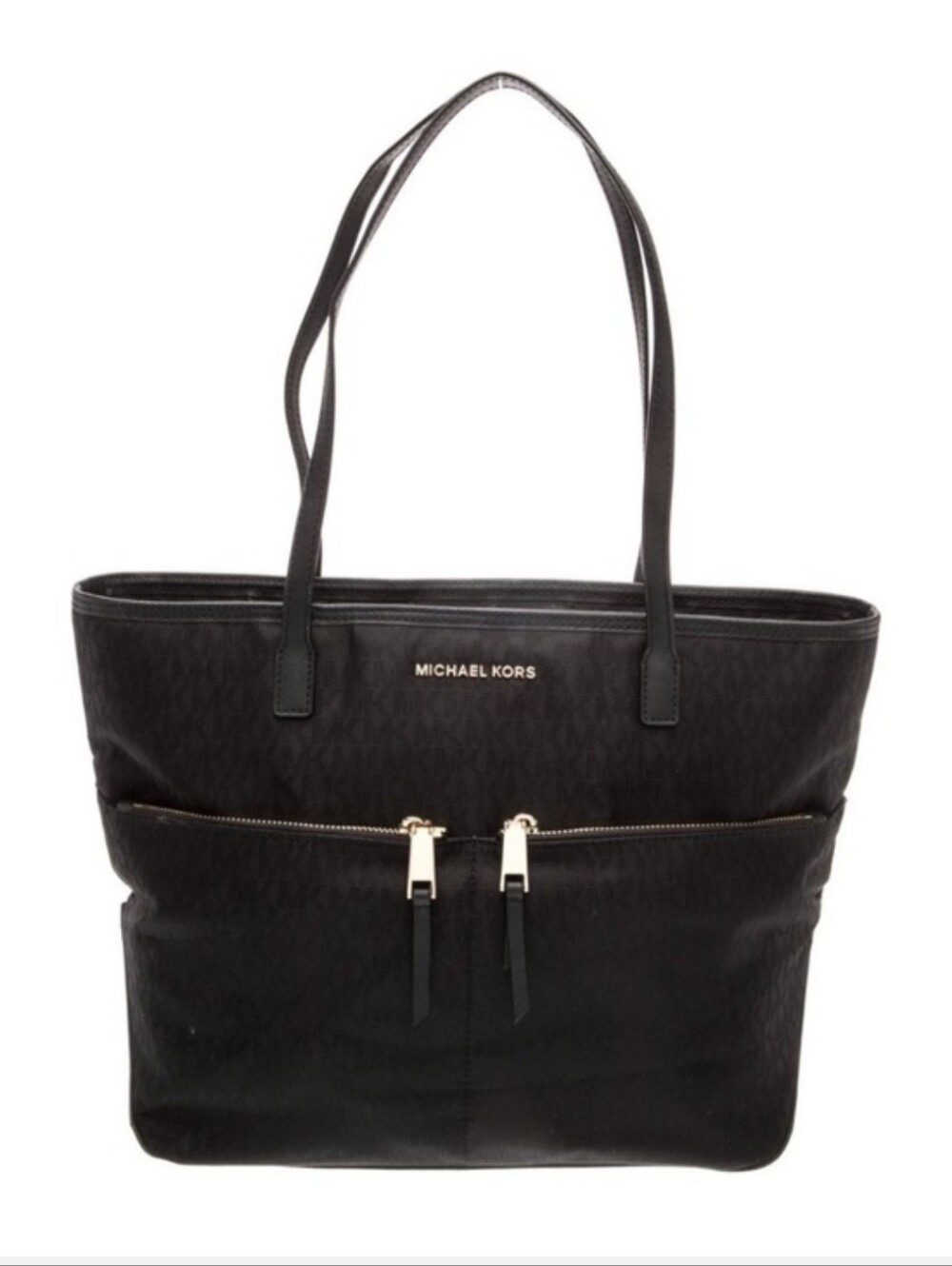Michael Kors Kempton Large Pocket Tote in black nylon and leather